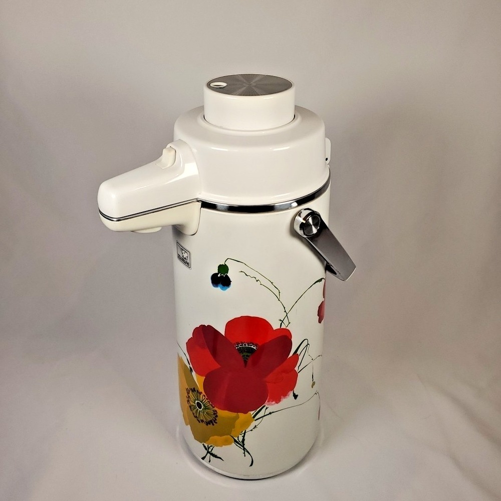 Vintage Zojirushi Floral Peony Airpot -Rotating Hot Water Dispenser 2.23 L